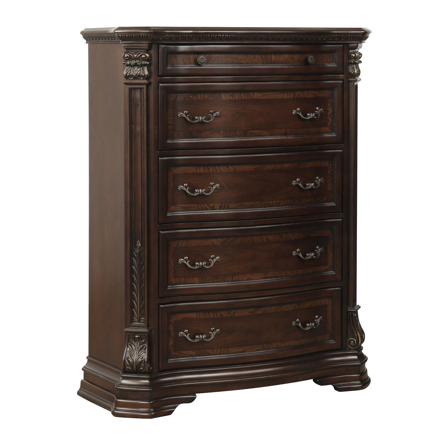 Homlegance Chest Antoinetta Collection In Warm Cherry Finish With Gold Tipping