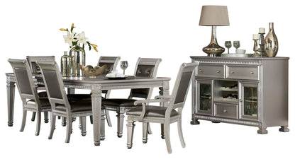 Homelegance Bevelle 8PC Dining Set Table, 2 Arm, 4 Side Chair, Server in Silver