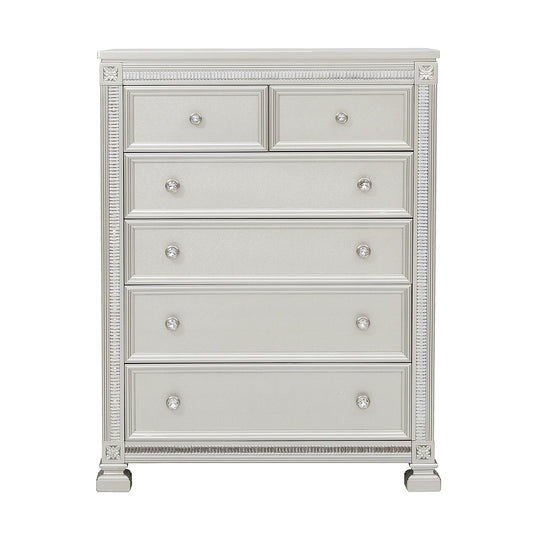 Homlegance Chest Bevelle Collection In Silver Finish