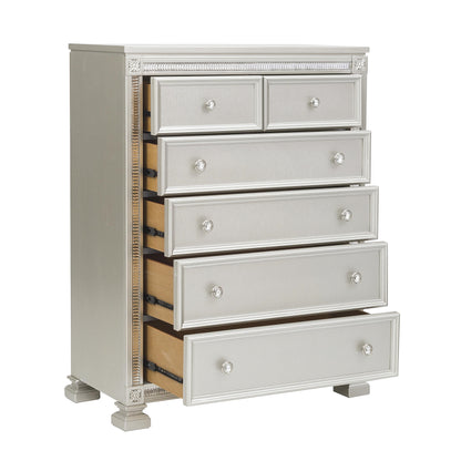 Homlegance Chest Bevelle Collection In Silver Finish