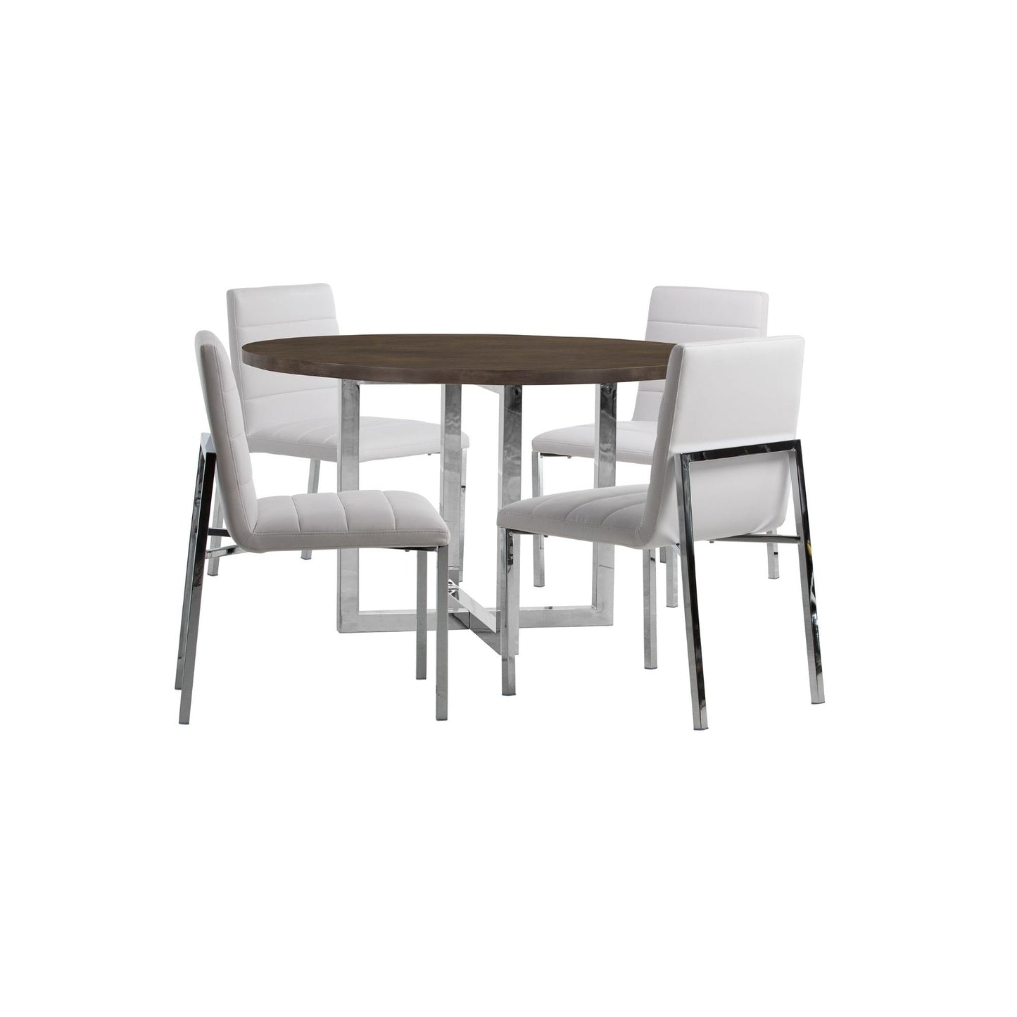 Modus Amalfi 5PC 48" Round Wood Table & 4 Metal Back Chair in White