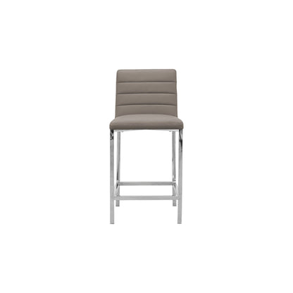 Modus Amalfi 5PC 54" Round Counter Glass Tbl & 4 Metal Back Stool Set-Taupe