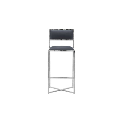 Modus Amalfi 3PC 32" Round Bar Glass Table & 2 X-Base Stool Set- Cobalt