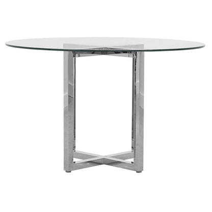 Modus Amalfi 5PC 48" Round Counter Glass Table & 4 X-Base Stool Set-Cobalt