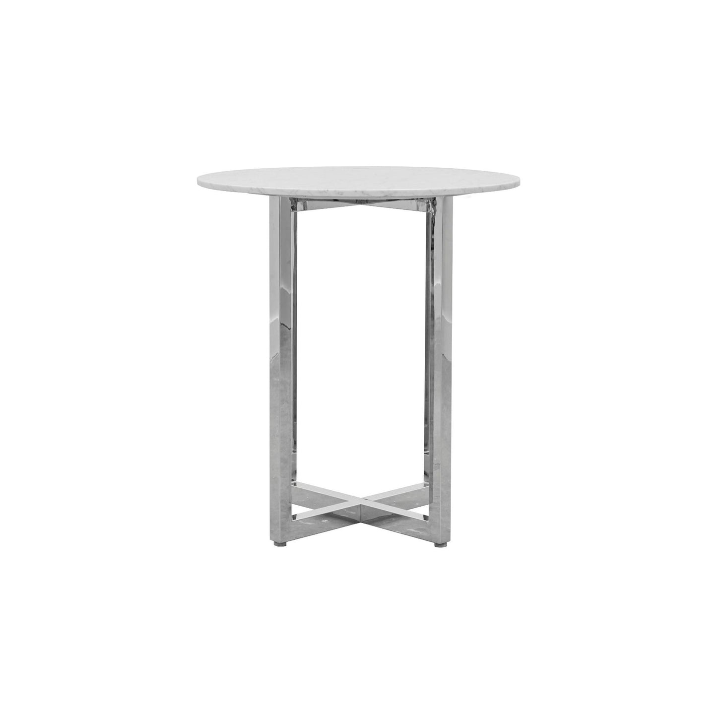 Modus Amalfi 3PC 32" Round Bar Marble Table & 2 X-Base Bar Stool Set- White