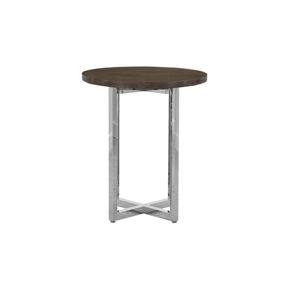 Modus Amalfi 3PC 32" Round Bar Wood Table & 2 Metal Back Stool Set- Cobalt