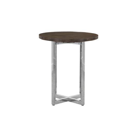 Modus Amalfi 32" Round Bar Table w Wood Top in Taupe