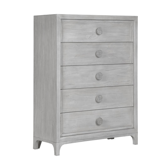 Modus Boho Chic Five Drawer Chest in Washed White