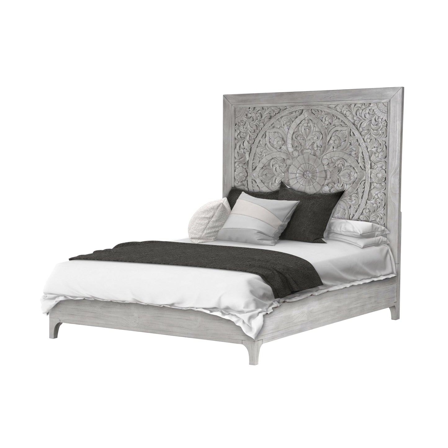 Modus Boho Chic 5PC E King Bedroom Set w Chest in Washed White