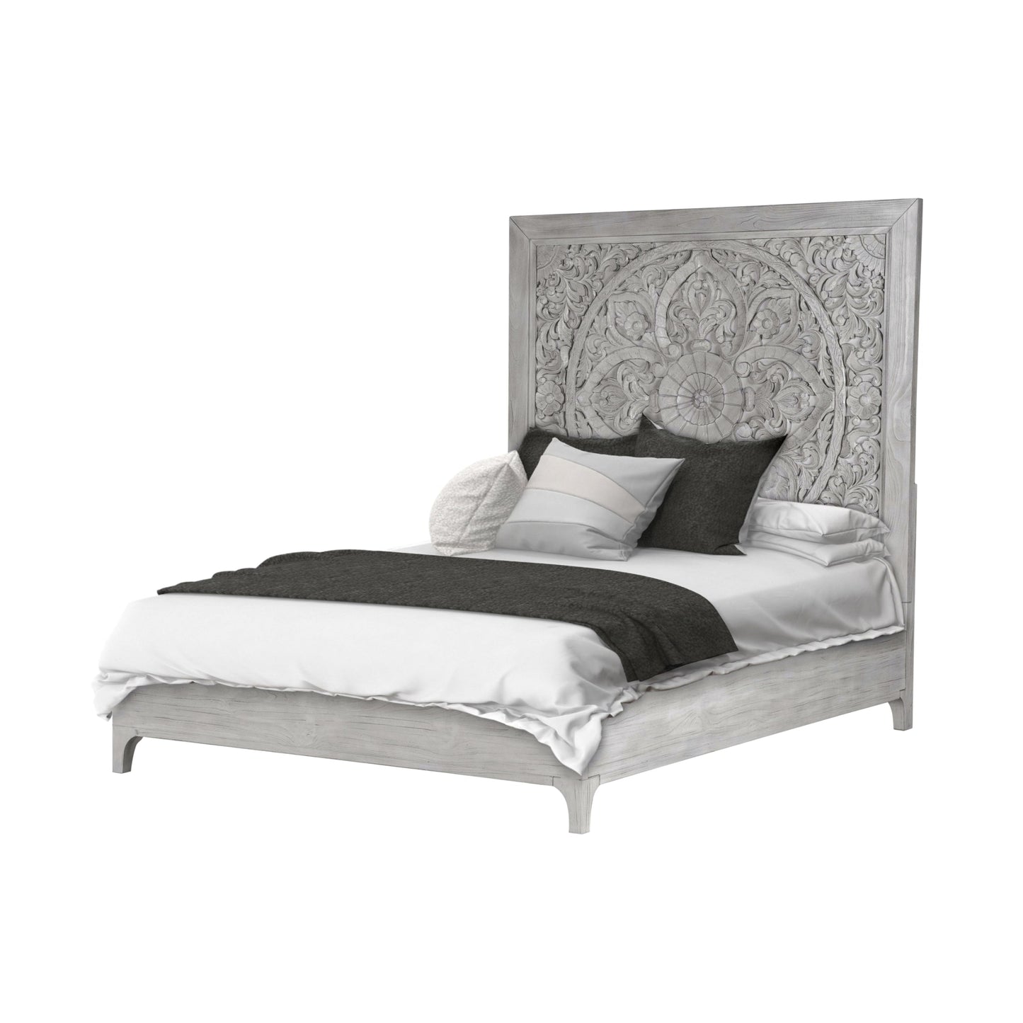 Modus Boho Chic 5PC Queen Bedroom Set w Chest in Washed White
