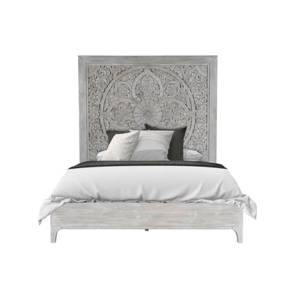 Modus Boho Chic 5PC E King Bedroom Set w Chest in Washed White