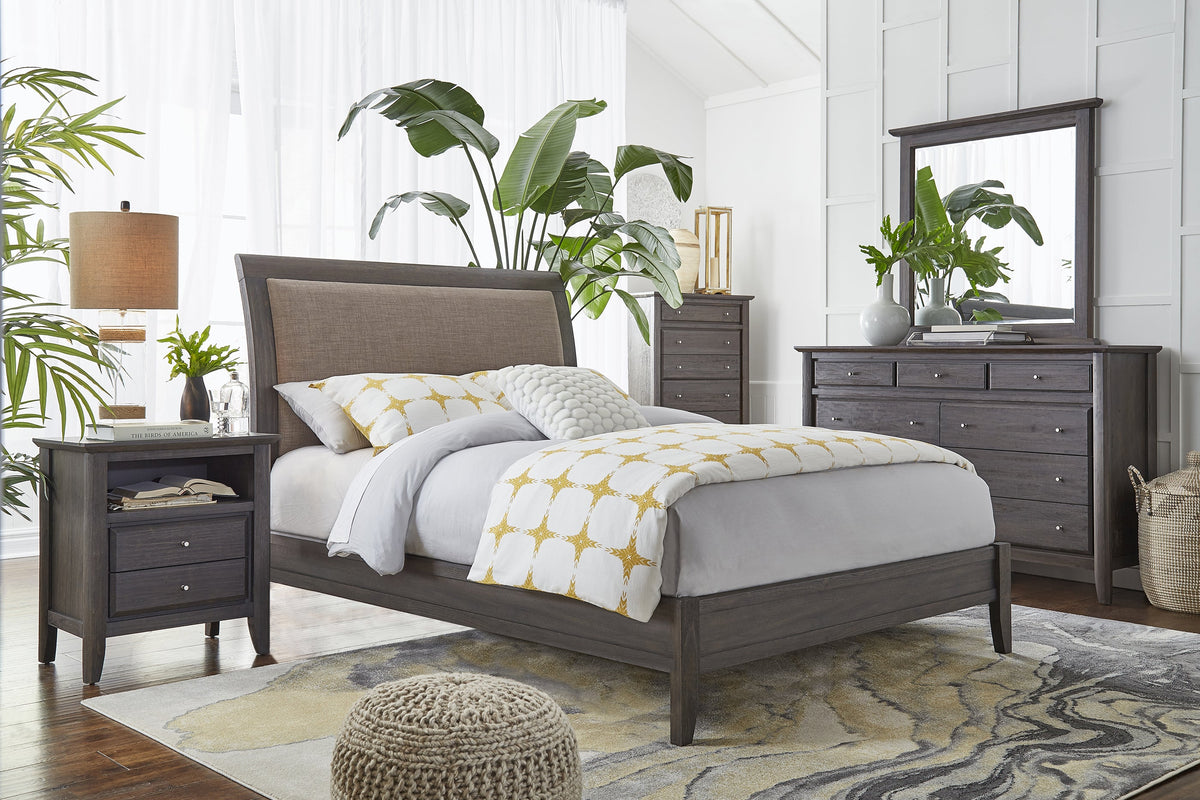 Modus City II 5PC Full Bedroom Set w 2 Nightstand in Dolphin