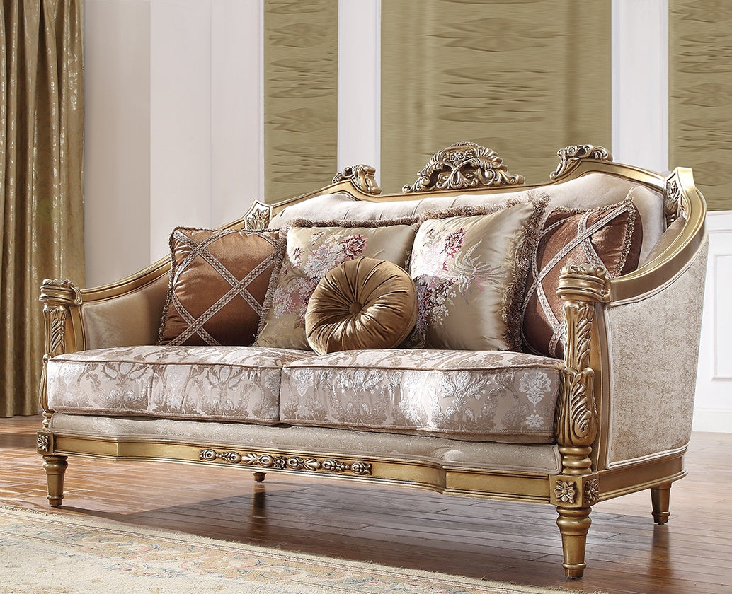 Fabric Loveseat in Natural Finish L2019 European Traditional Victorian