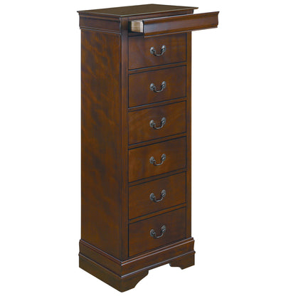 Homlegance Lingerie Chest, Hidden Drawer Mayville Collection In Brown Cherry Finish