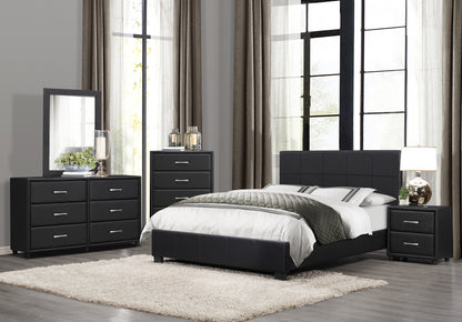 Homlegance Chest Lorenzi Collection In Faux Black Leather Upholstery