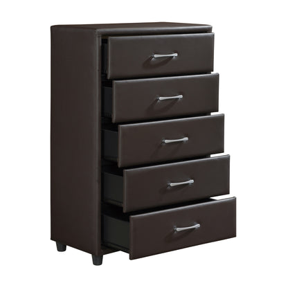 Homlegance Chest Lorenzi Collection In Faux Brown Leather Upholstery