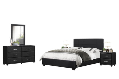 Homelegance Lorenzi 5PC Bedroom Set Cal King Platform Bed, Dresser, Mirror, 2 Nightstand in Black Vinyl