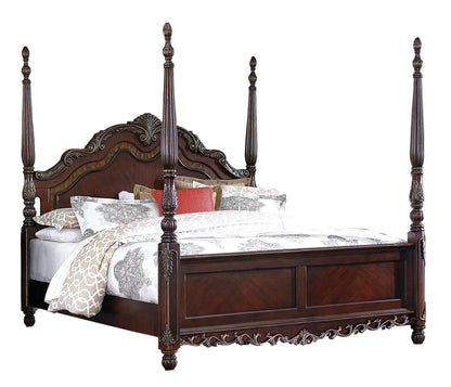 Homelegance Deryn Park 6PC Bedroom Set E King Poster Bed, Dresser, Mirror, 2 Nightstand, Chest in Cherry