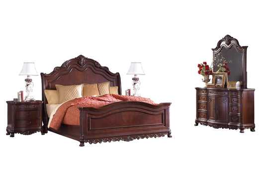 Homelegance Deryn Park 5PC Bedroom Set E King Sleigh Bed, Dresser, Mirror, 2 Nightstand in Cherry