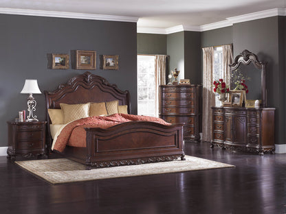 Homelegance Deryn Park E King Sleigh Bed in Cherry