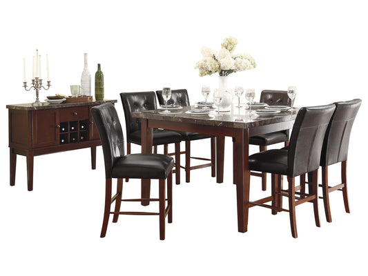 Homelegance Decatur 8PC Dining Set Counter Height Marble Table, 6 Chair, Server in Espresso