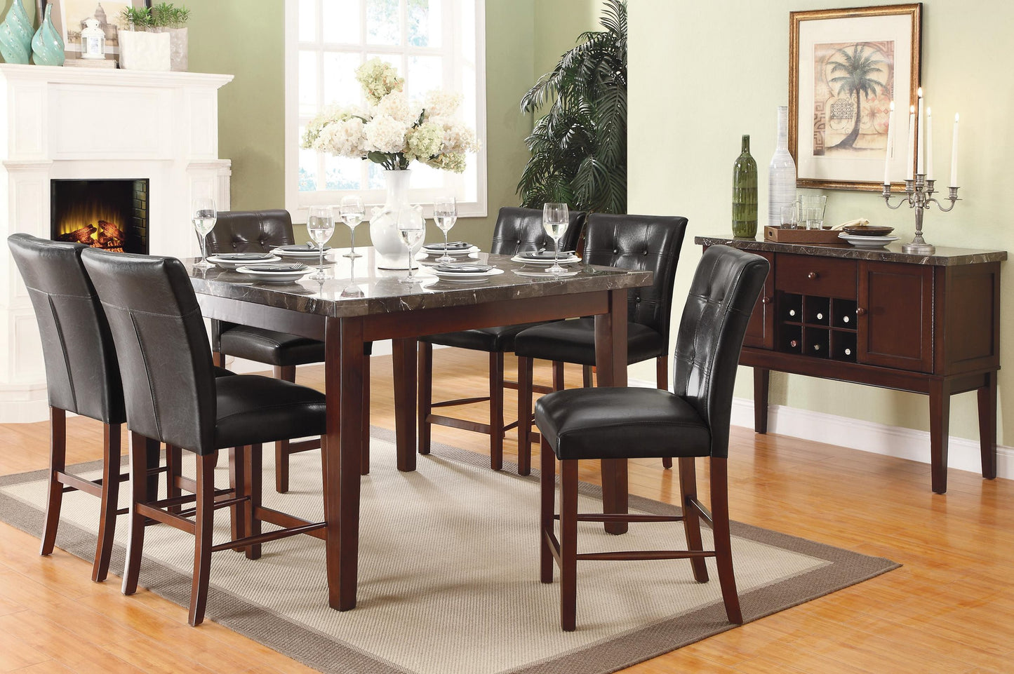 Homelegance Decatur 7PC Dining Set Counter Height Table & 6 Chair in Espresso