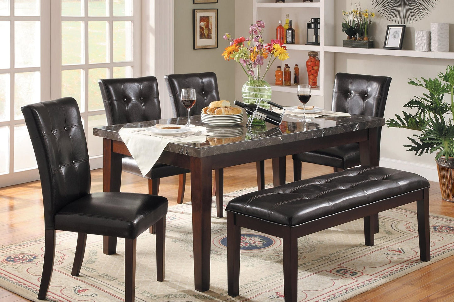 Homelegance Decatur Dining Bench in Espresso Leatherette