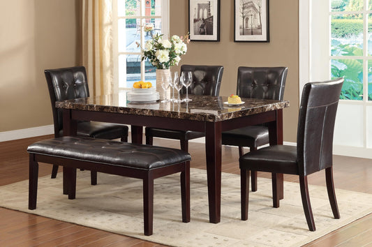Homelegance Teague Dining Bench in Brown Leatherette