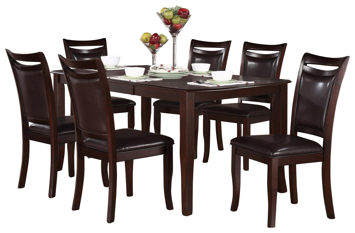 Homelegance Maeve Casual 7PC Dining Set Table & 6 Side Chair in Dark Brown