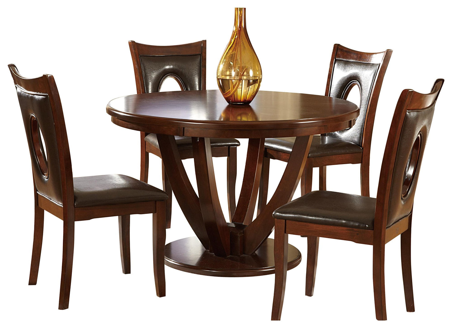 Homelegance VanBure 5PC Dining Set Round Table & 4 Chair in Dark Brown
