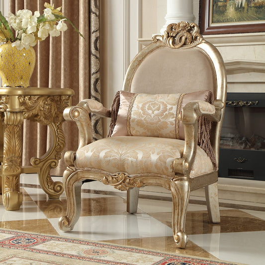 Fabric Chair in Champagne Metallic Gold & Silver Blend Finish C2663 European