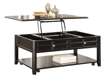 Homelegance Carrier 2PC Occasional Set Lift Top Cocktail Table on Casters, 1 End Table in Dark Espresso