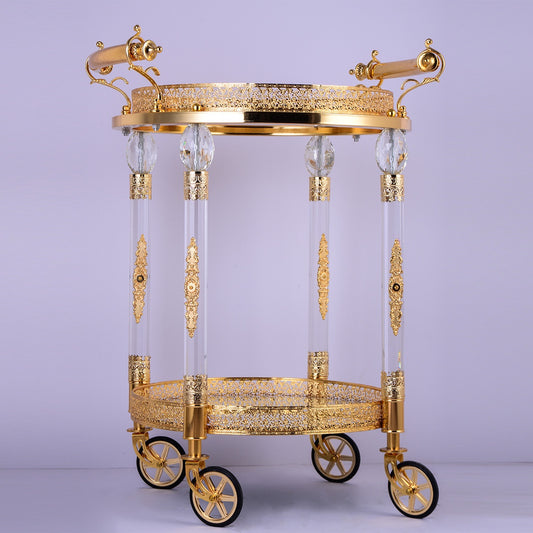 Bar Cart in Golden Brass Finish AC352 European Traditional Victorian