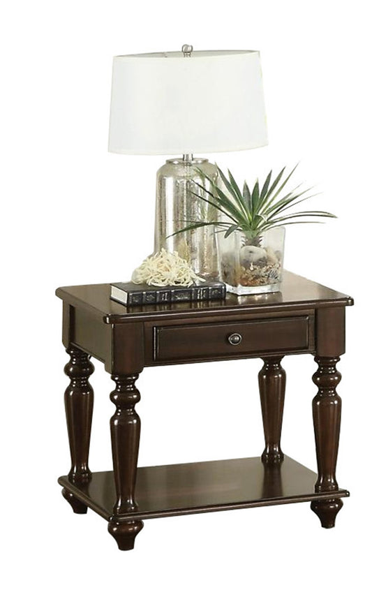 Homelegance Lovington End Table with Functional Drawer in Espresso