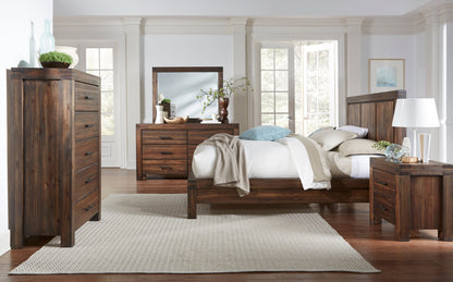 Modus Meadow 5PC E King Platform Bedroom Set w Chest in Brick Brown