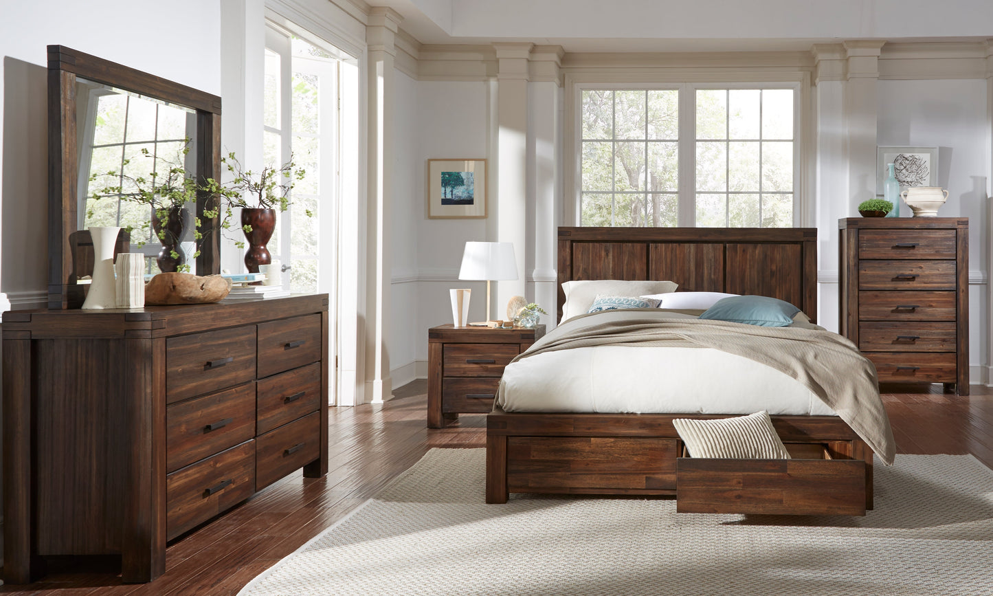 Modus Meadow 6PC Queen Storage Bedroom Set in Brick Brown