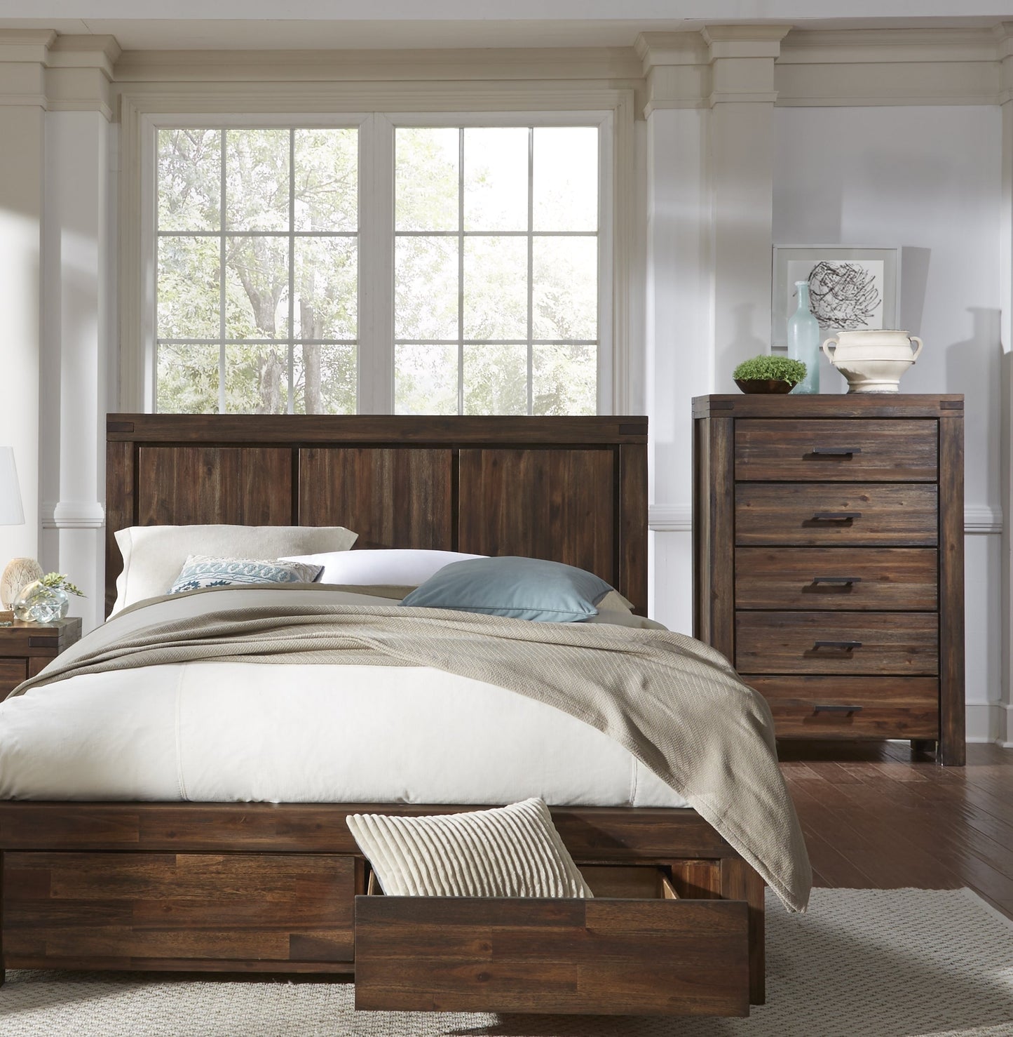 Modus Meadow E King Storage Bed in Brick Brown