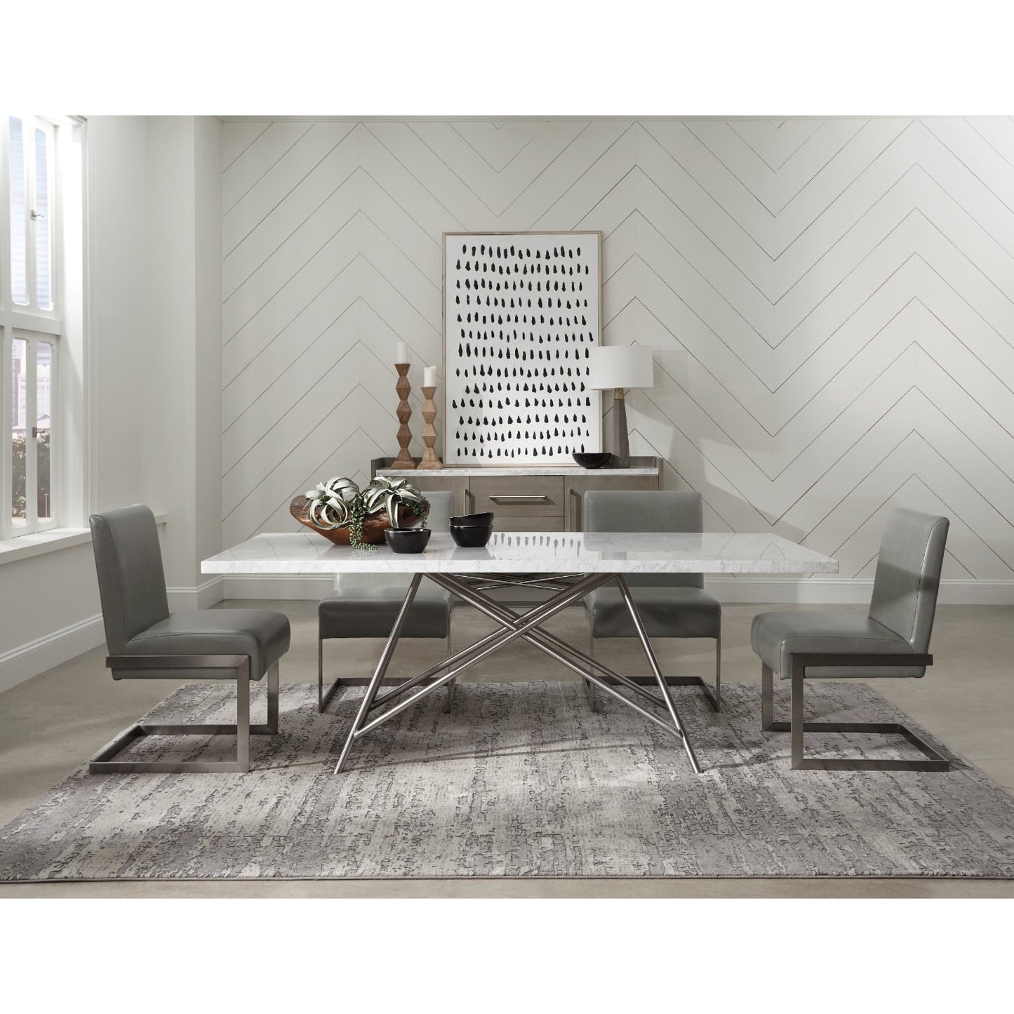 Modus Coral 8 PC Extending Dining Table Set w 6 Chairs in Antique Grey