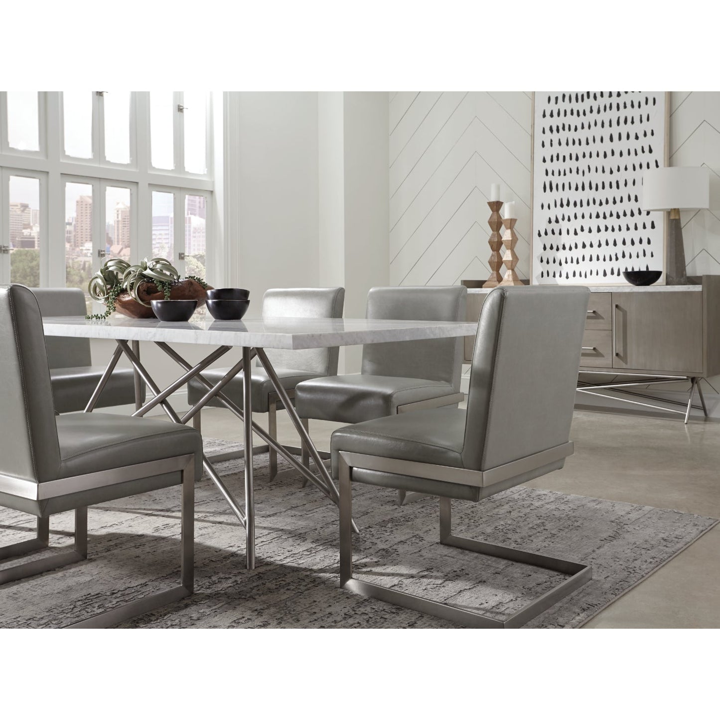 Modus Coral 8 PC Extending Dining Table Set w 6 Chairs in Antique Grey