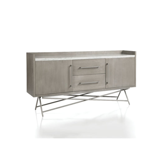 Modus Coral Marble Top Rectangular Sideboard in Antique Grey