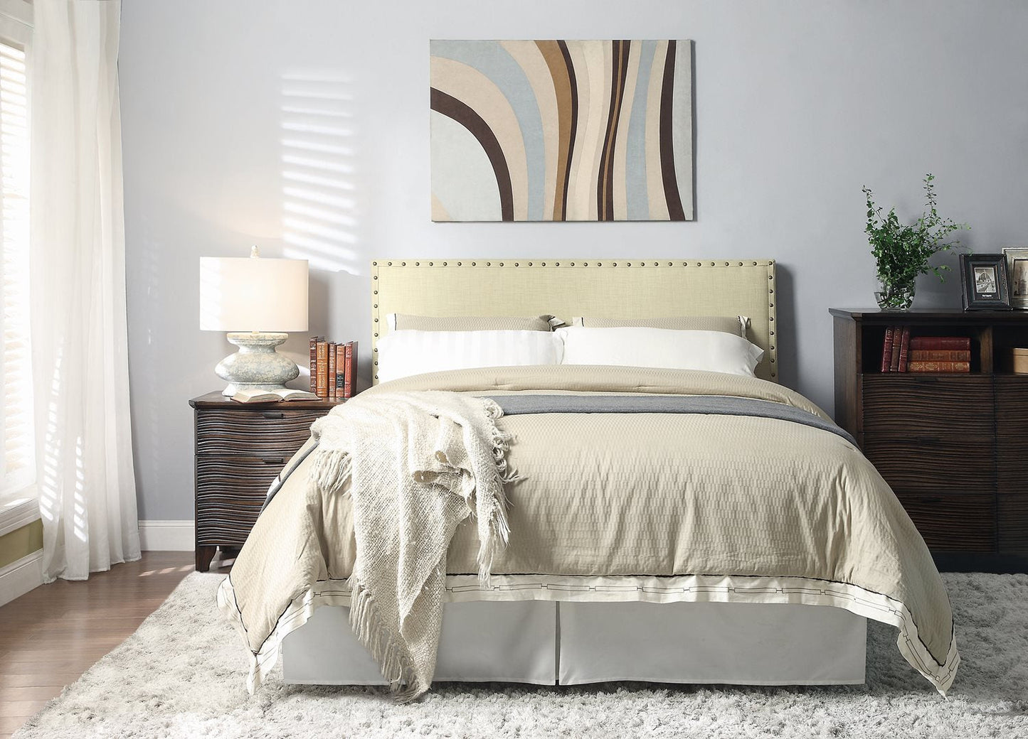 Modus Geneva Queen Tavel Headboard Bed in Tumbleweed