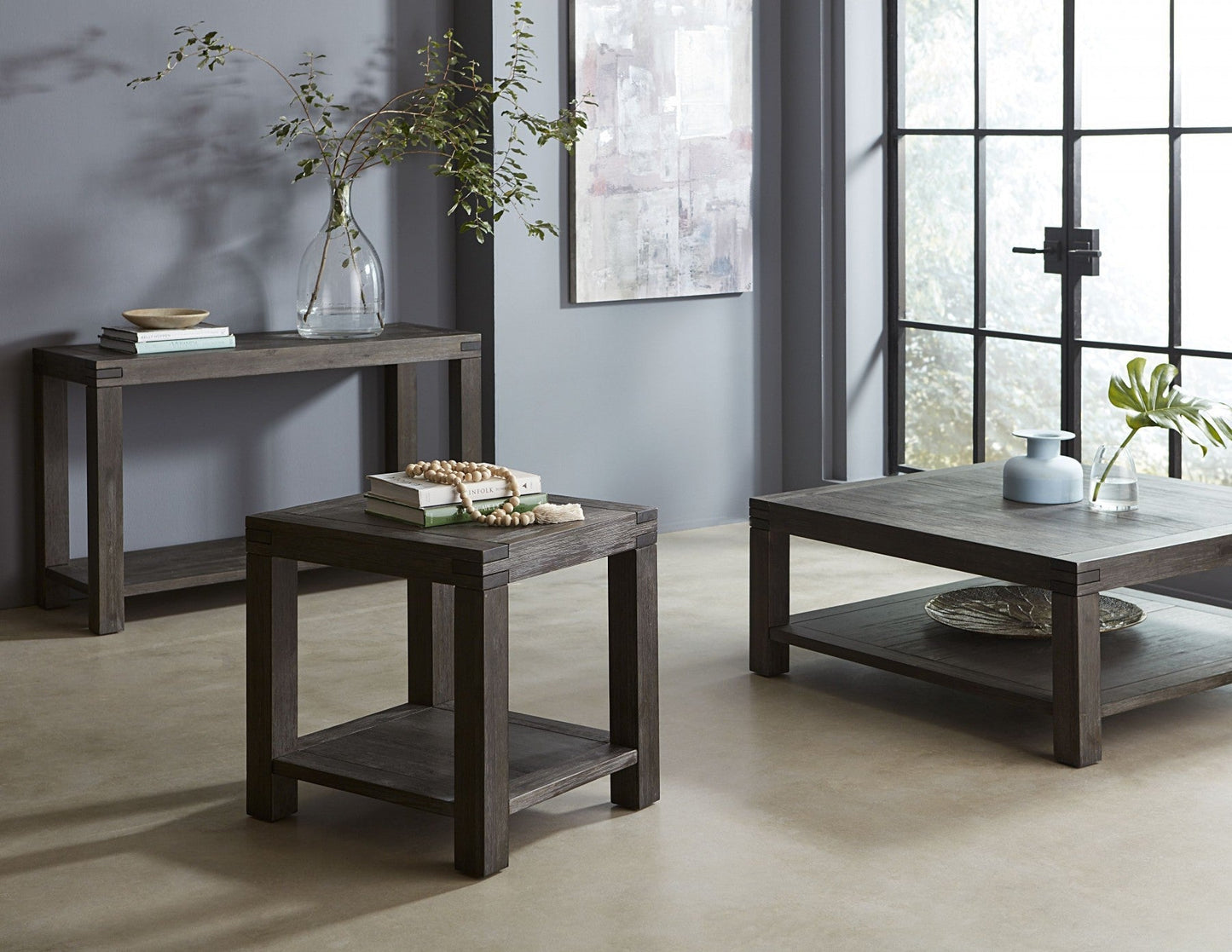 Modus Meadow 2 PC Coffee & End Table Set in Graphite