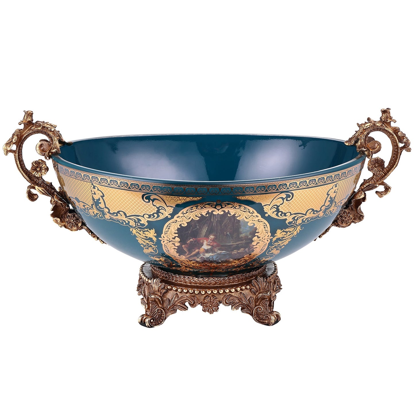 Bowl in Bronze & Deep Aegean Blue-Gold Finish AC4005 European Victorian