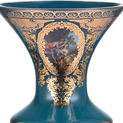 Candleholder in Bronze - Deep Aegean Blue-Gold Finish AC4018 European Victorian