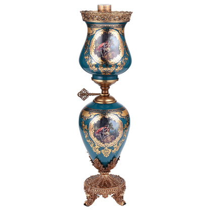 Table Lamp in Bronze - Deep Aegean Blue-Gold Finish AC4029S European Victorian