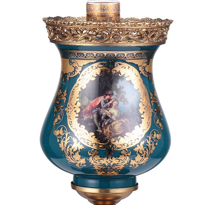 Table Lamp in Bronze - Deep Aegean Blue-Gold Finish AC4029S European Victorian