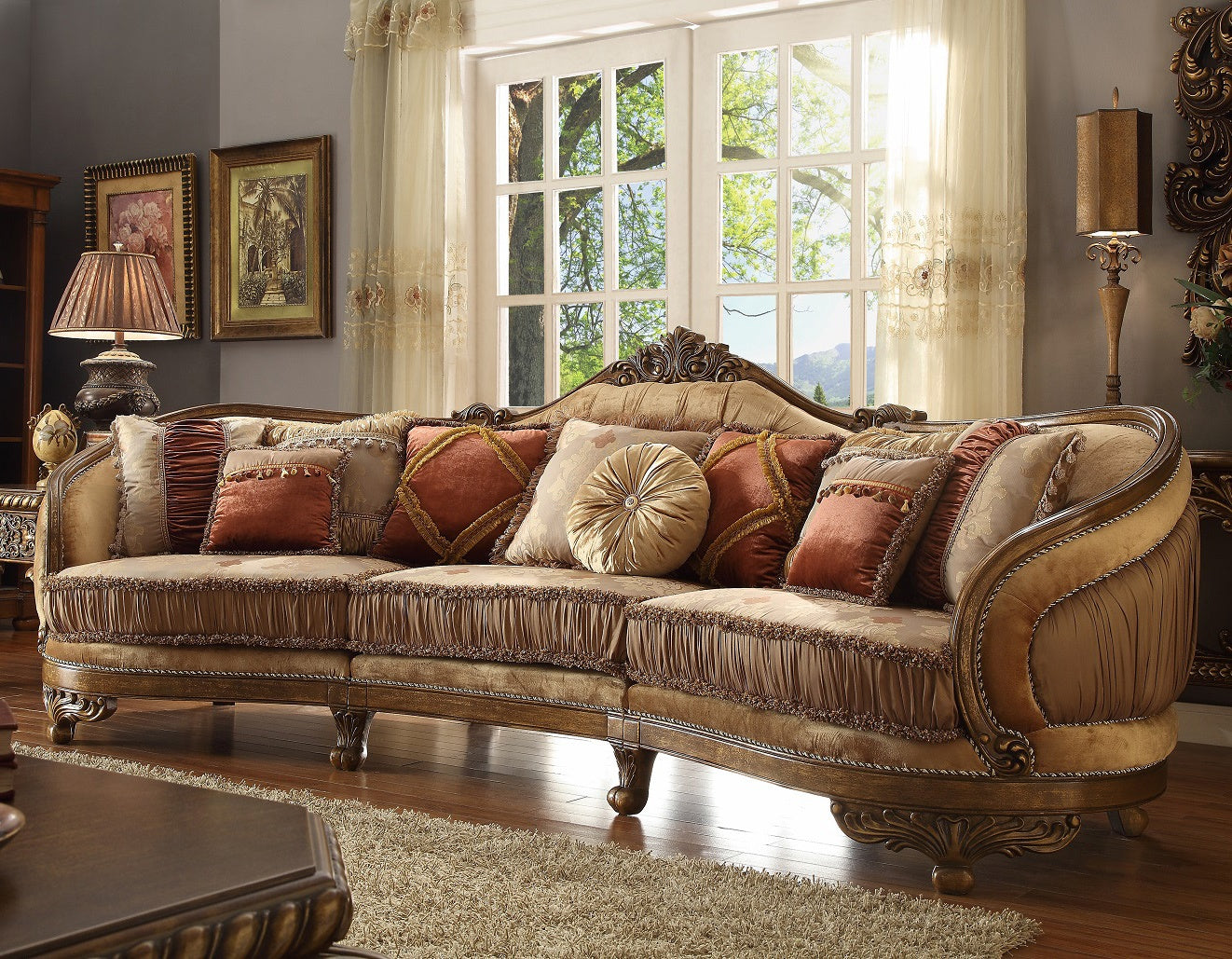 Fabric Sectional Sofa in Van Dyke Brown Finish 458SECTIONAL European Victorian