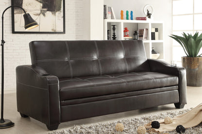 Homelegance Caffery Convertible Sofa in Leather - Dark Brown