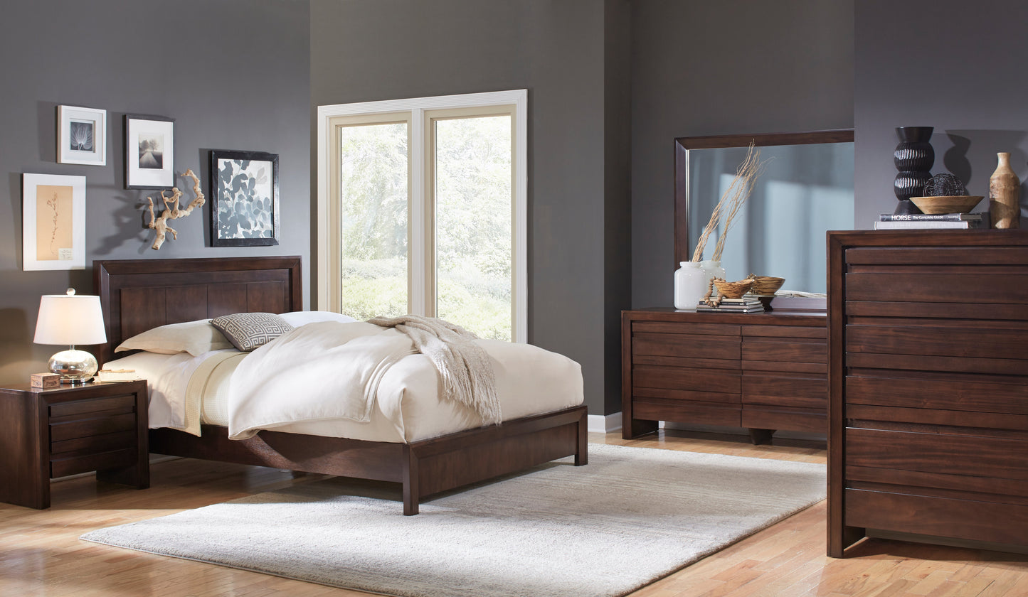 Modus Element 5PC E King Bedroom Set with 2 Nightstand in Chocolate Brown