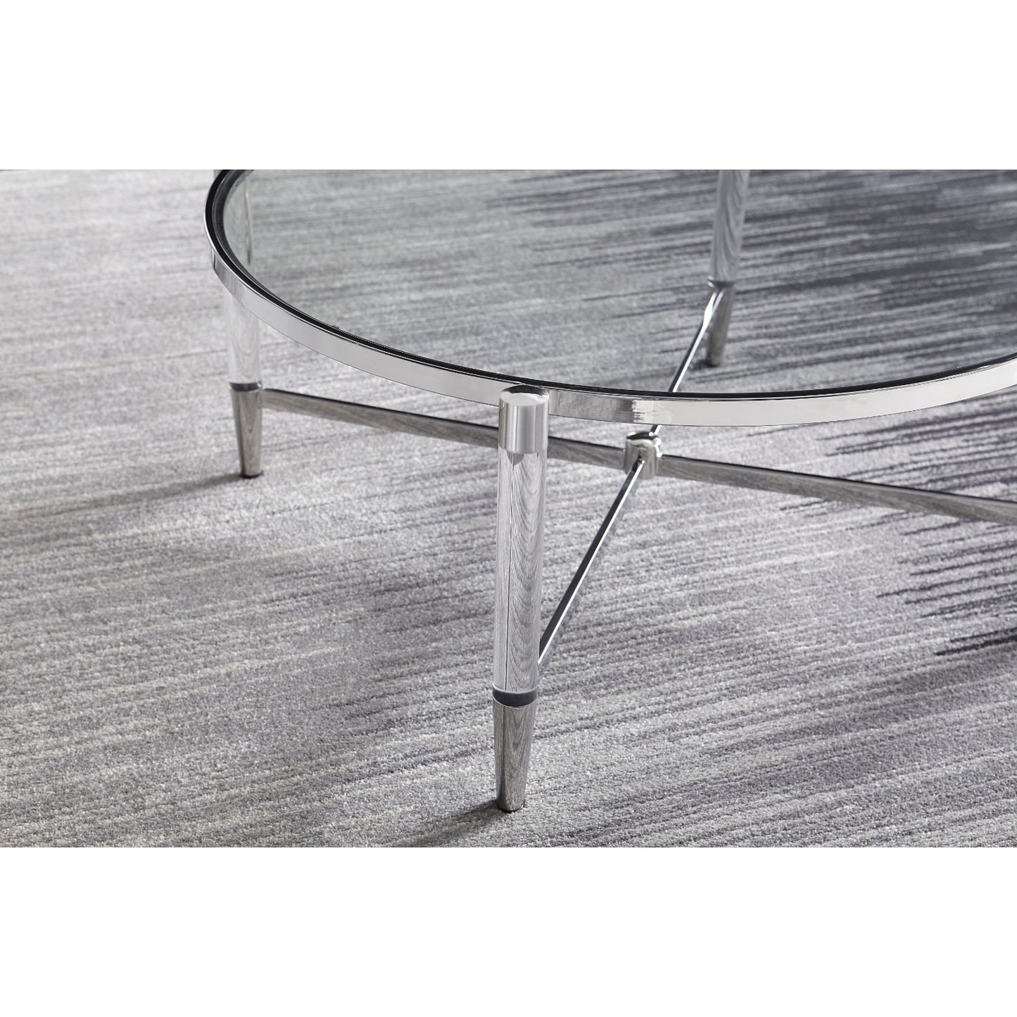 Modus Marilyn Round Coffee Table w Glass Top in White